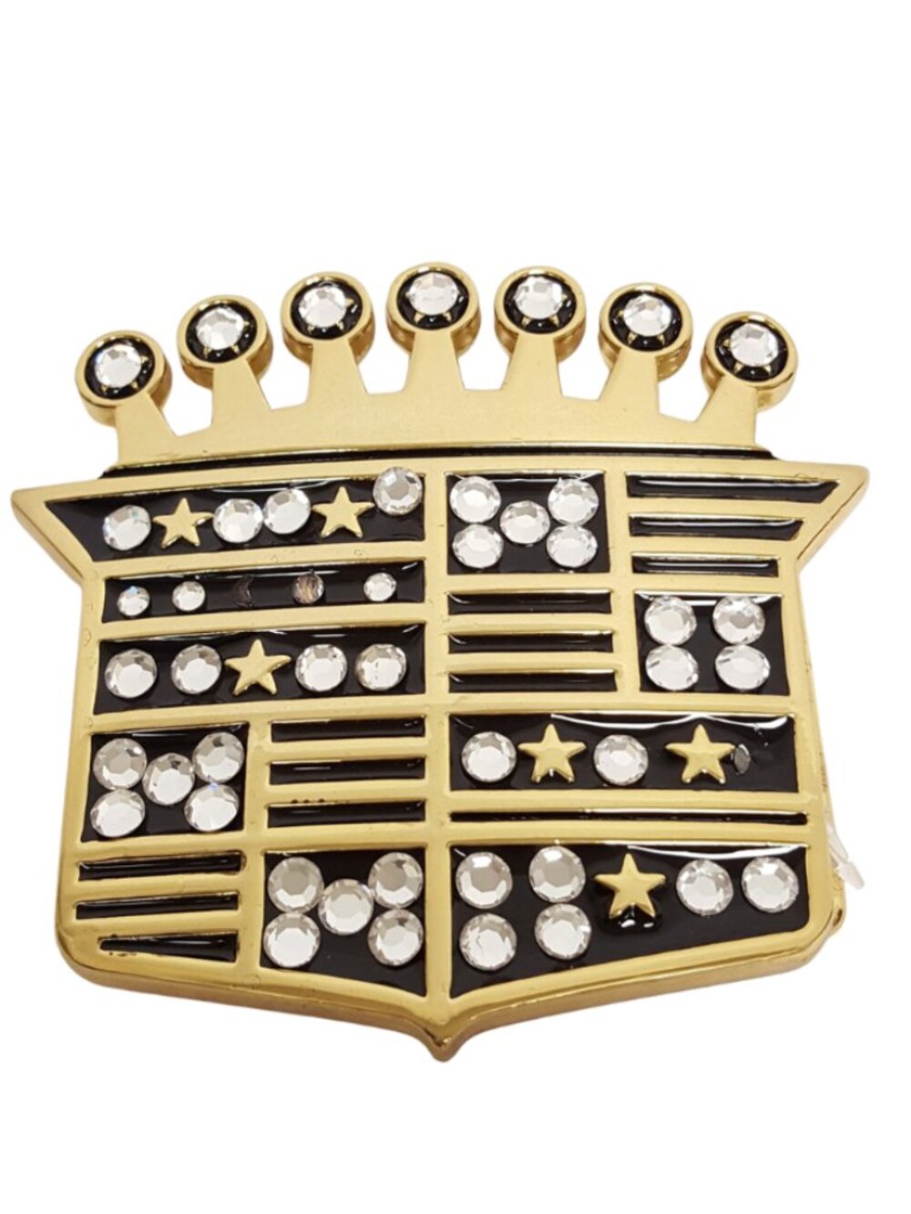 Unisex Gold Statement Shield with Clear Crystal Belt Buckle